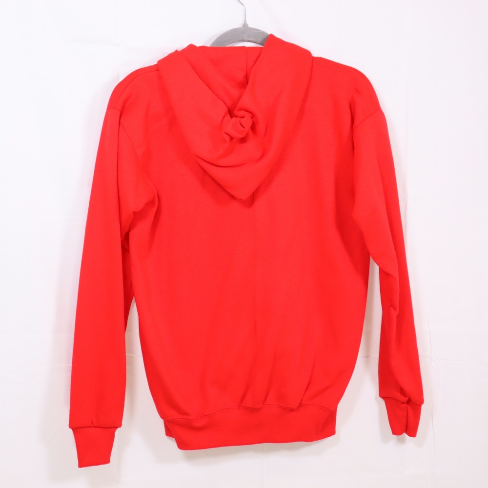 Active Wear Zip Up Hoodie Small Red Unisex Vintage Deadstock Sweatshirt - Picture 2 of 5